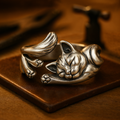 Anillo vintage con gato en plata