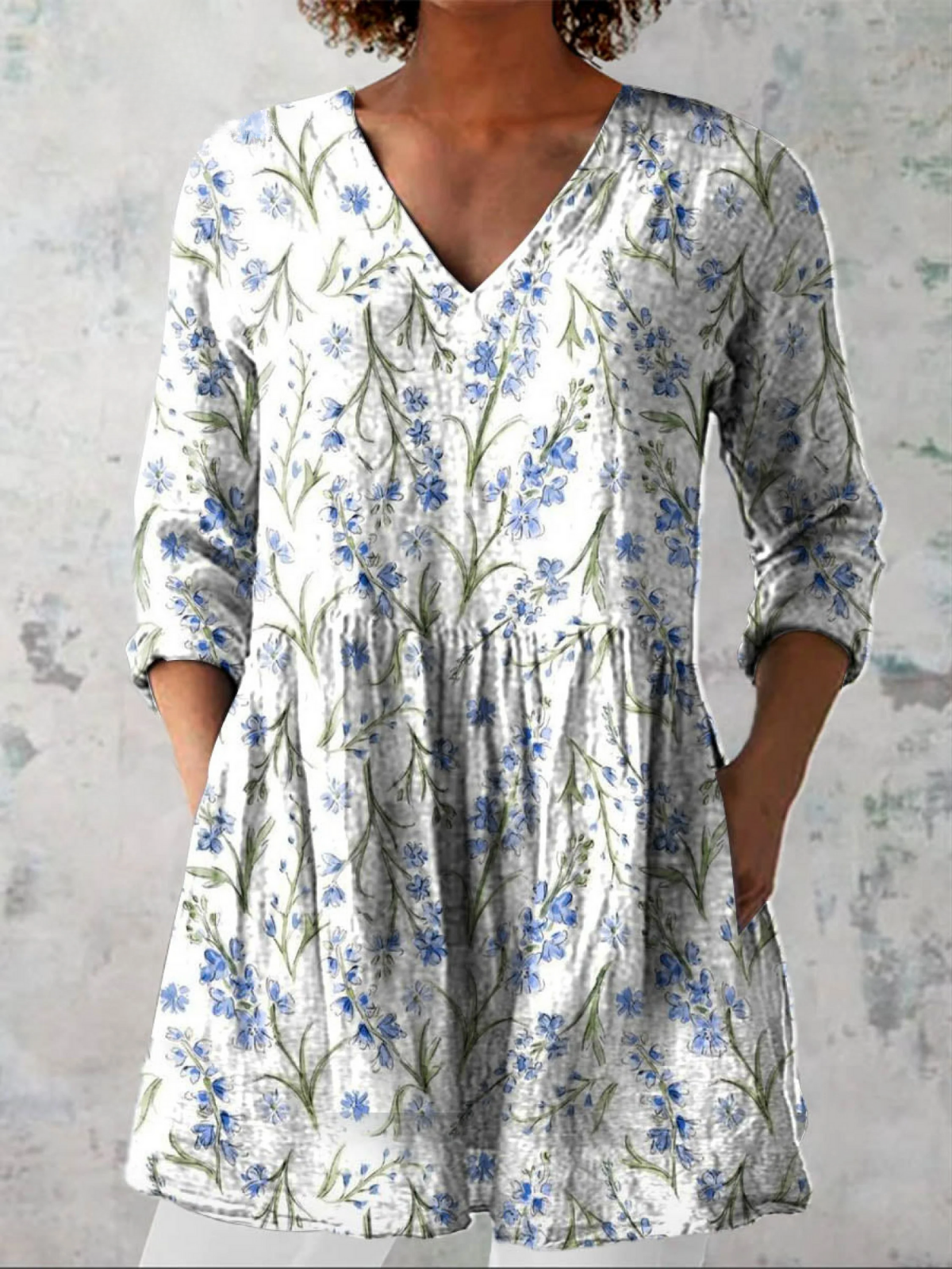 Kara | Camisa de escote en V larga vintage