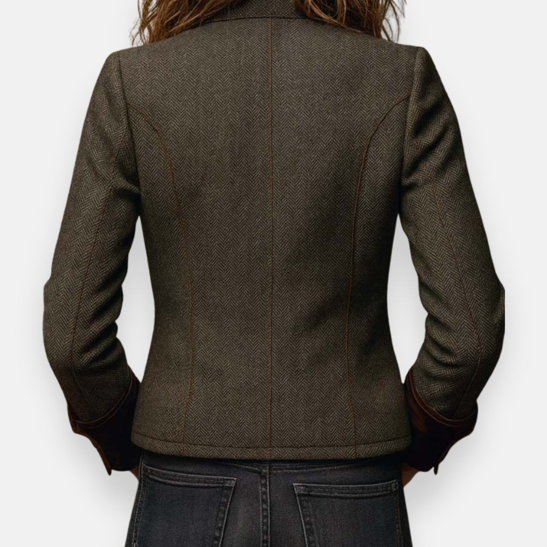 Geraldine – Chaqueta de tweed con detalles de terciopelo