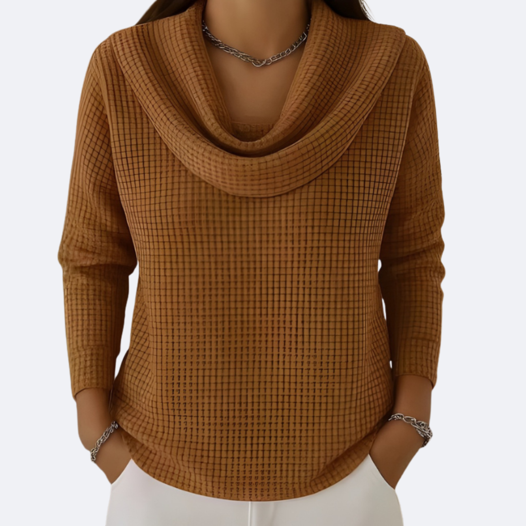 LIVIA - Suéter de cuello suave térmico con efecto waffle