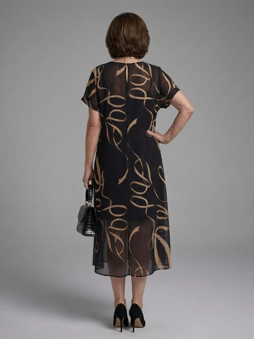 Adèle – Vestido midi fluido estampado abstracto