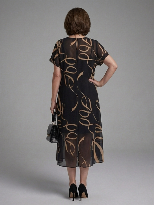 Adèle – Vestido midi fluido estampado abstracto