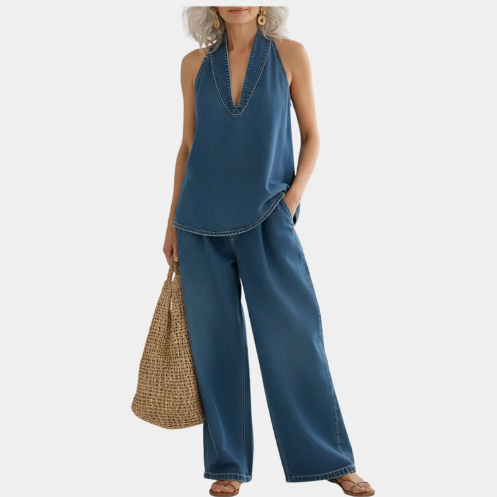 Ivy | Conjunto de Dos Piezas en Mezclilla Vintage Suave y Lavada