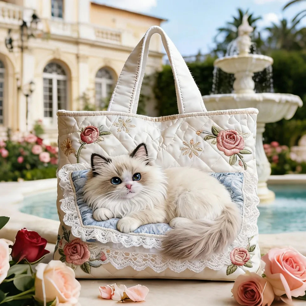 Kit para gatito del jardín de rosas | Bolso de hombro hecho a mano