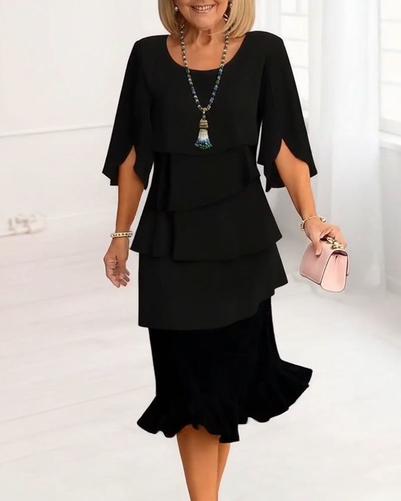 Sophie – Vestido fluido de elegancia con volantes