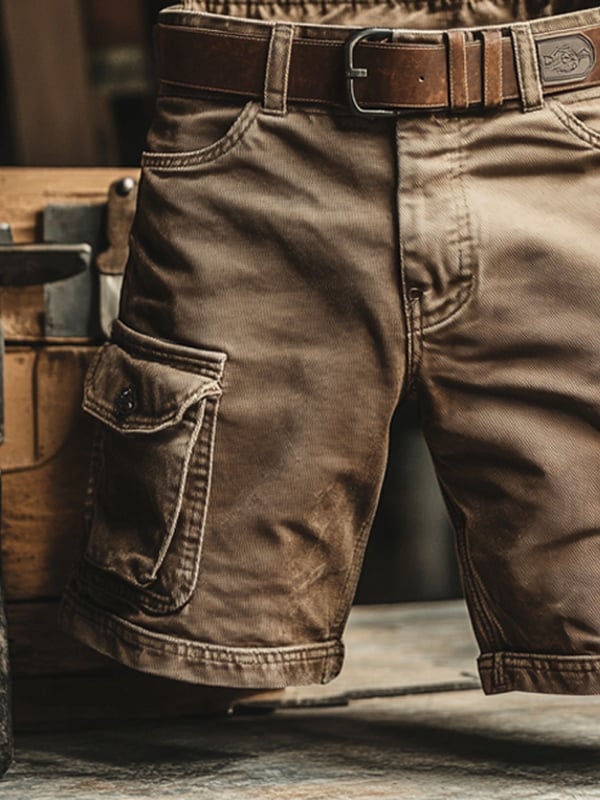 Cazel | Pantalones cortos cargo de estilo retro con múltiples bolsillos
