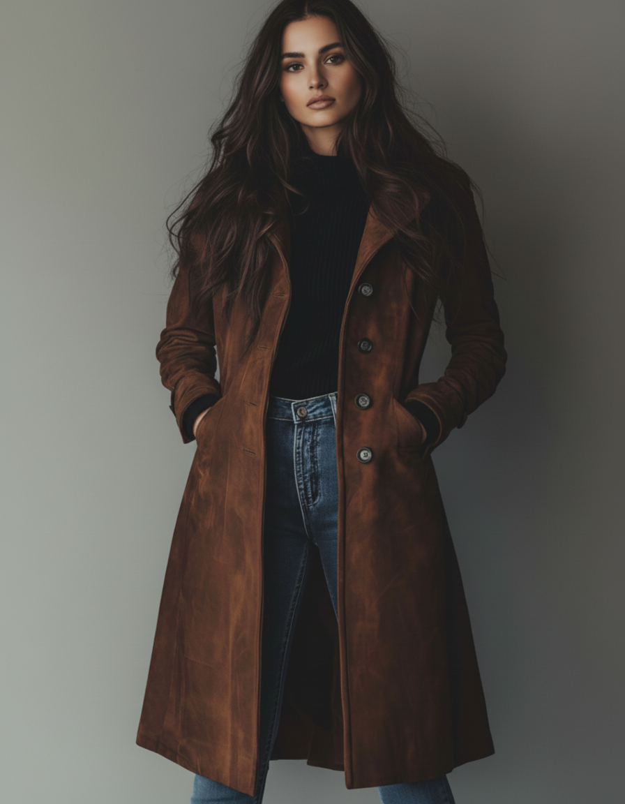 Teresa - Abrigo de Ante Estilo Vintage