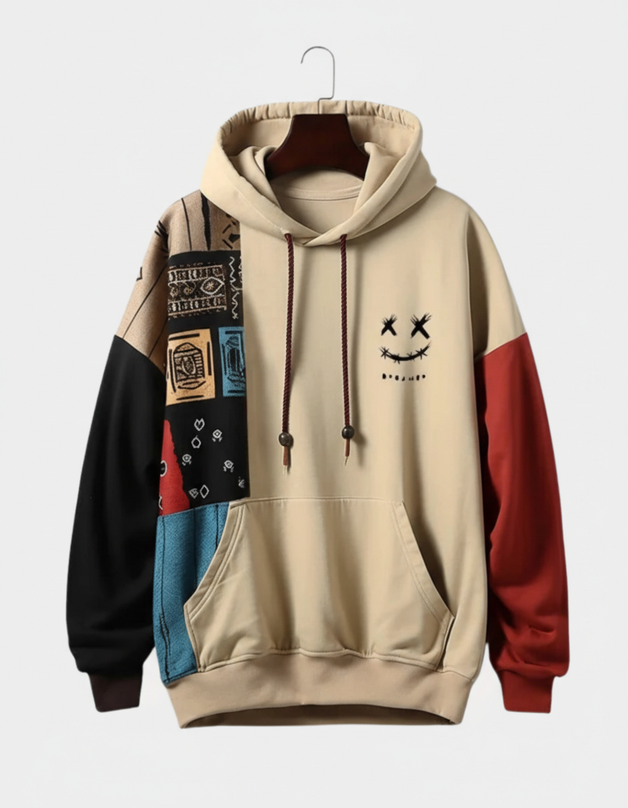 Axel - Sudadera Urbana Patchwork con Capucha