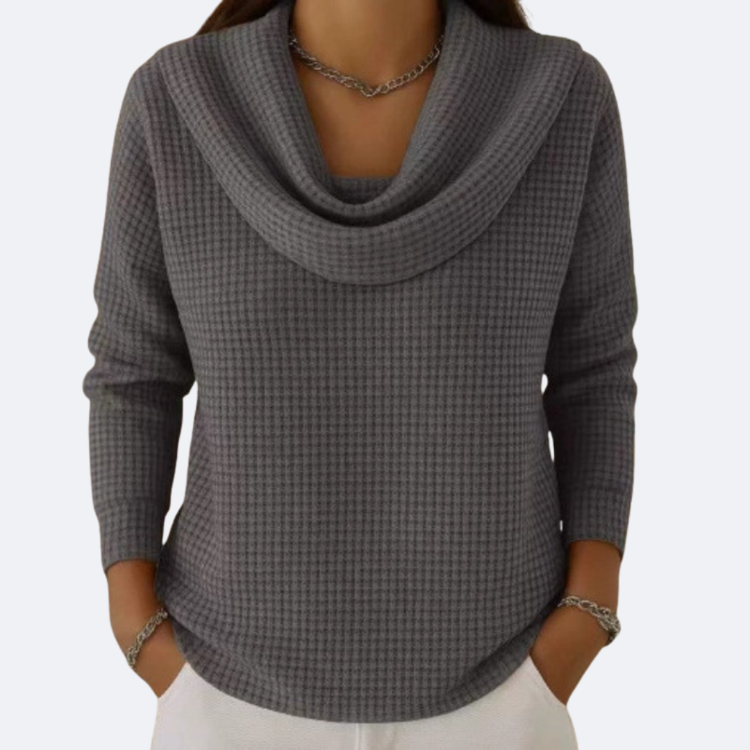 LIVIA - Suéter de cuello suave térmico con efecto waffle