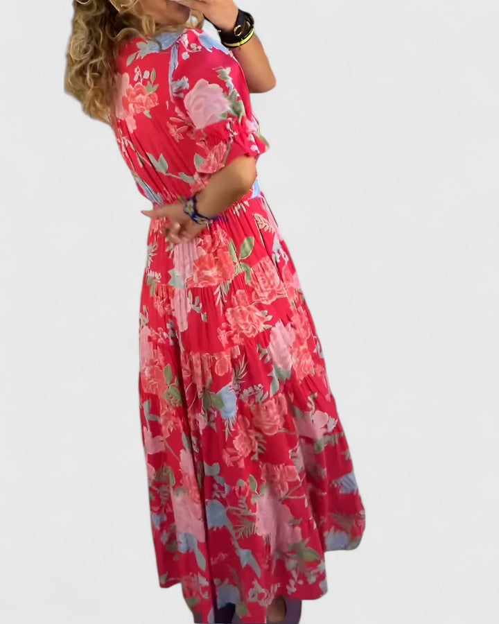 Minelda – Vestido floreado con escote en V