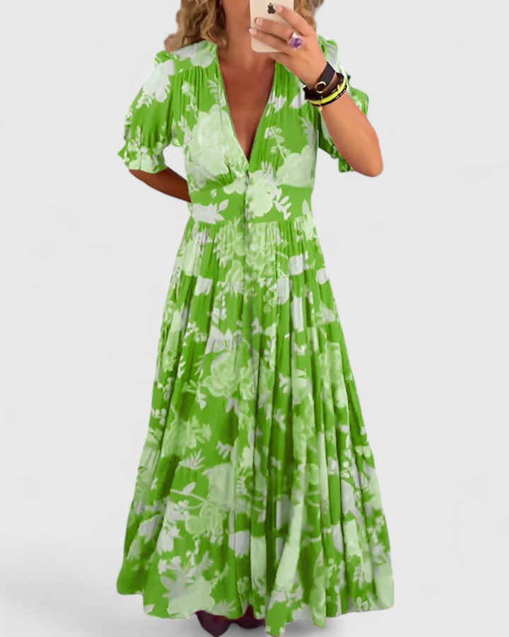 Minelda – Vestido floreado con escote en V