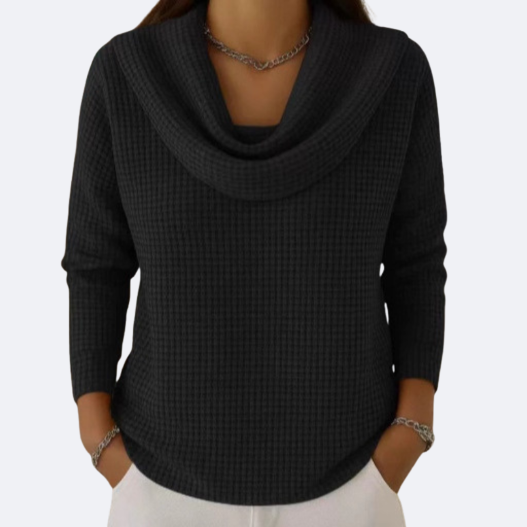 LIVIA - Suéter de cuello suave térmico con efecto waffle