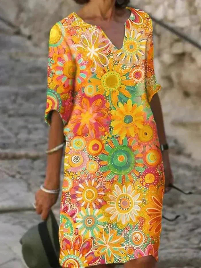 Annie | Vestido midi estampado floral vibrante