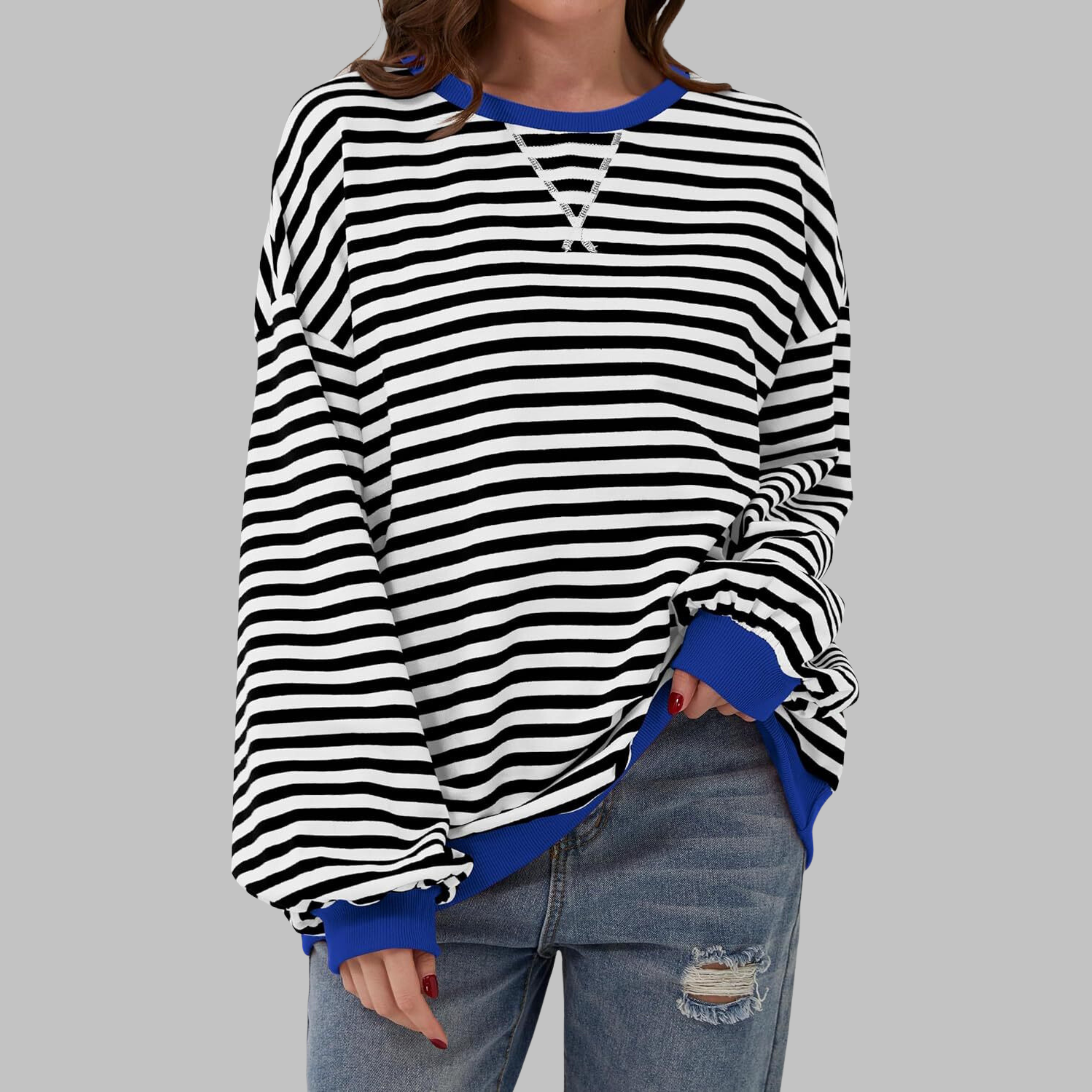 LUKA - Blusa suave de manga larga a rayas - Capa ligera para la primavera