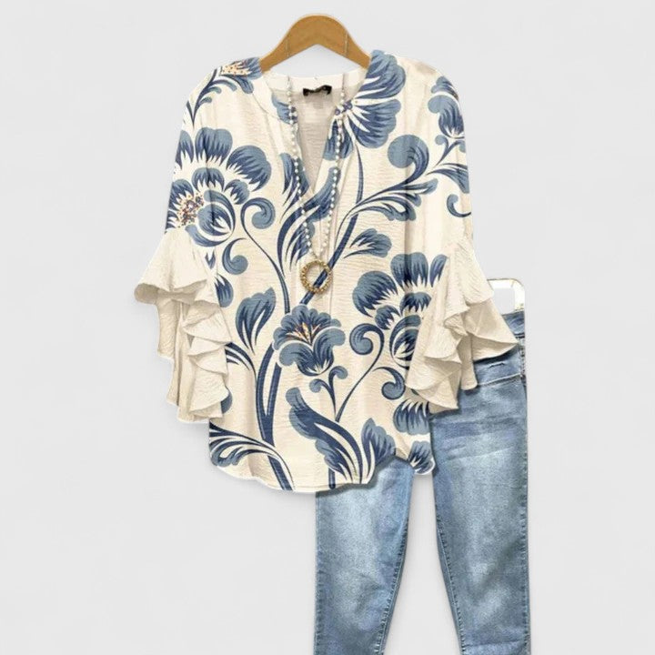 Aurelia – Blusa de manga volante con diseño llamativo
