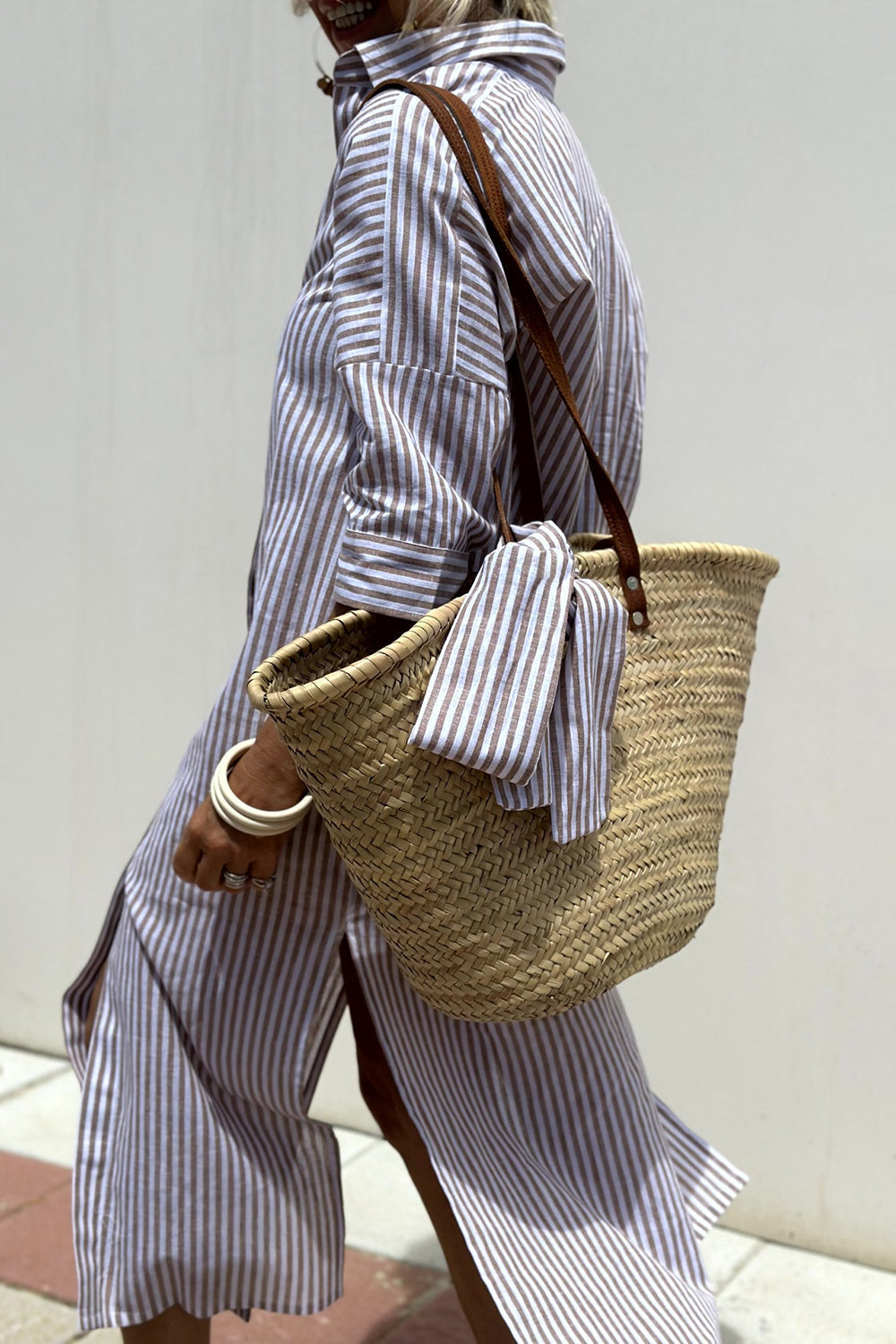 Sunna | Vestido camisero a rayas atemporal con comodidad elegante