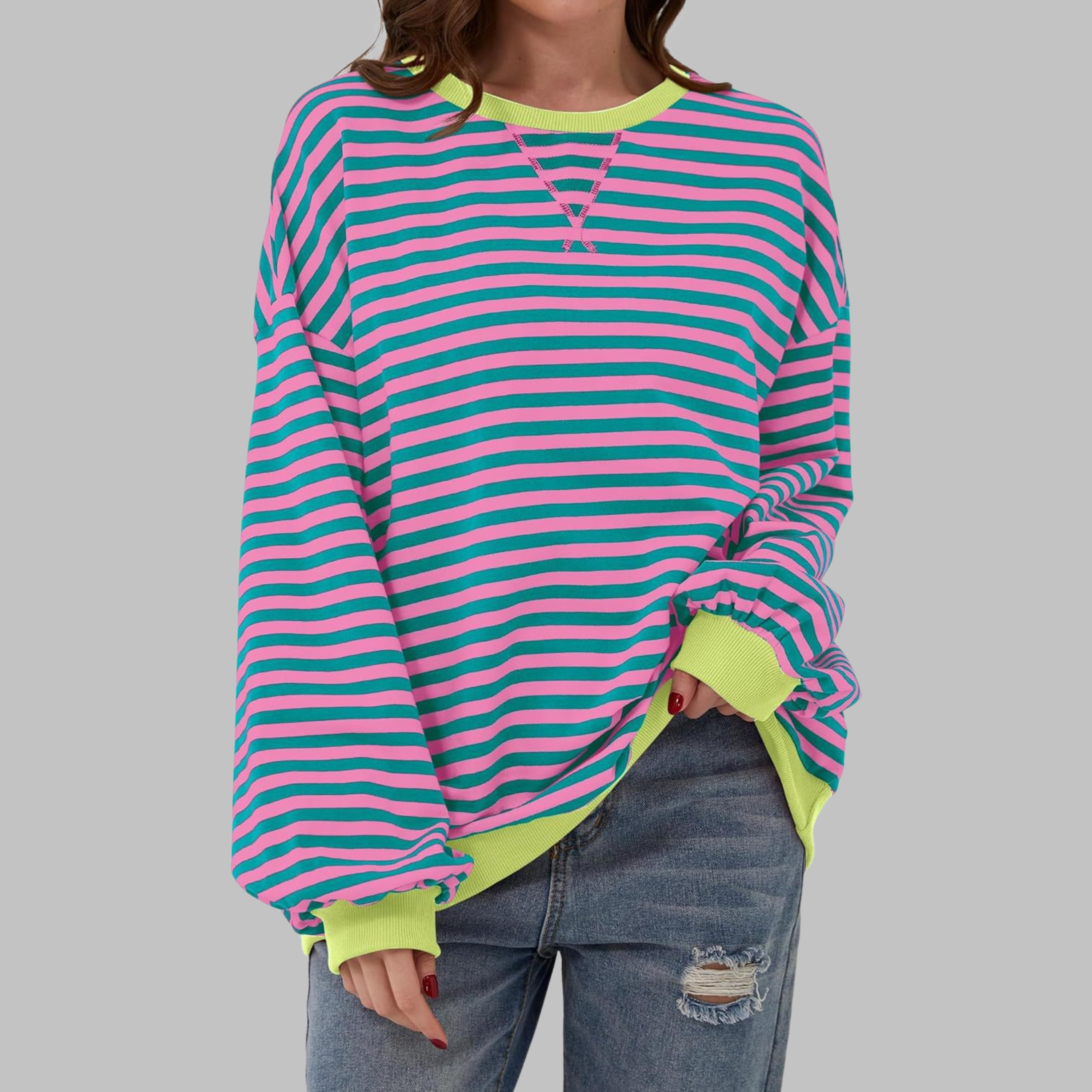 LUKA - Blusa suave de manga larga a rayas - Capa ligera para la primavera