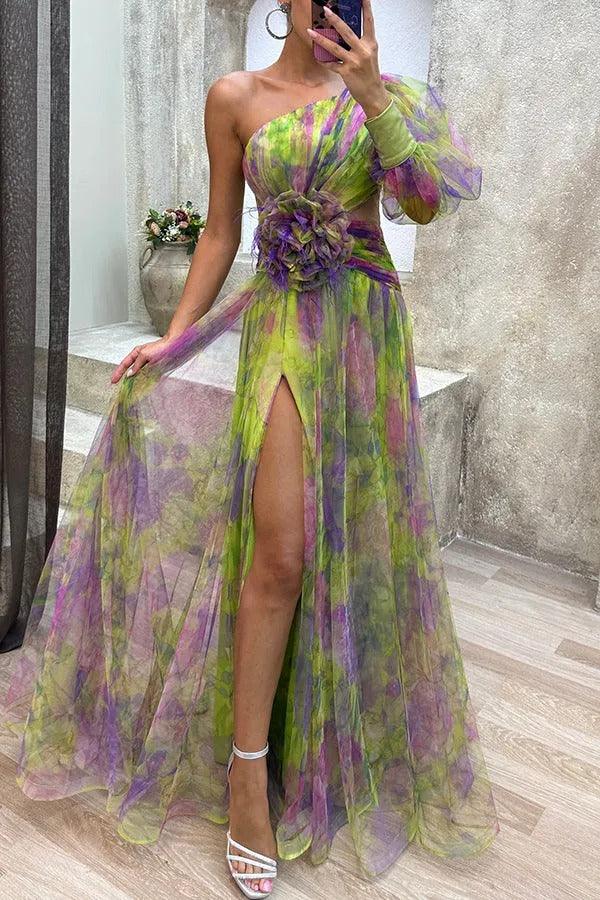 Marta | Vestido maxi de verano con estampado floral y dobladillo plisado