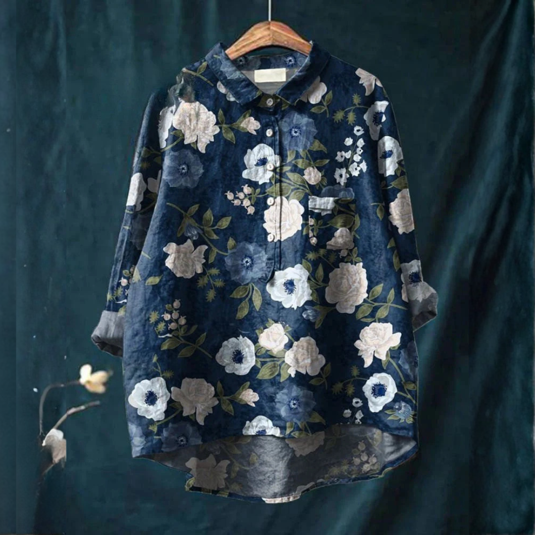 Martina – Camisa de lino con estampado