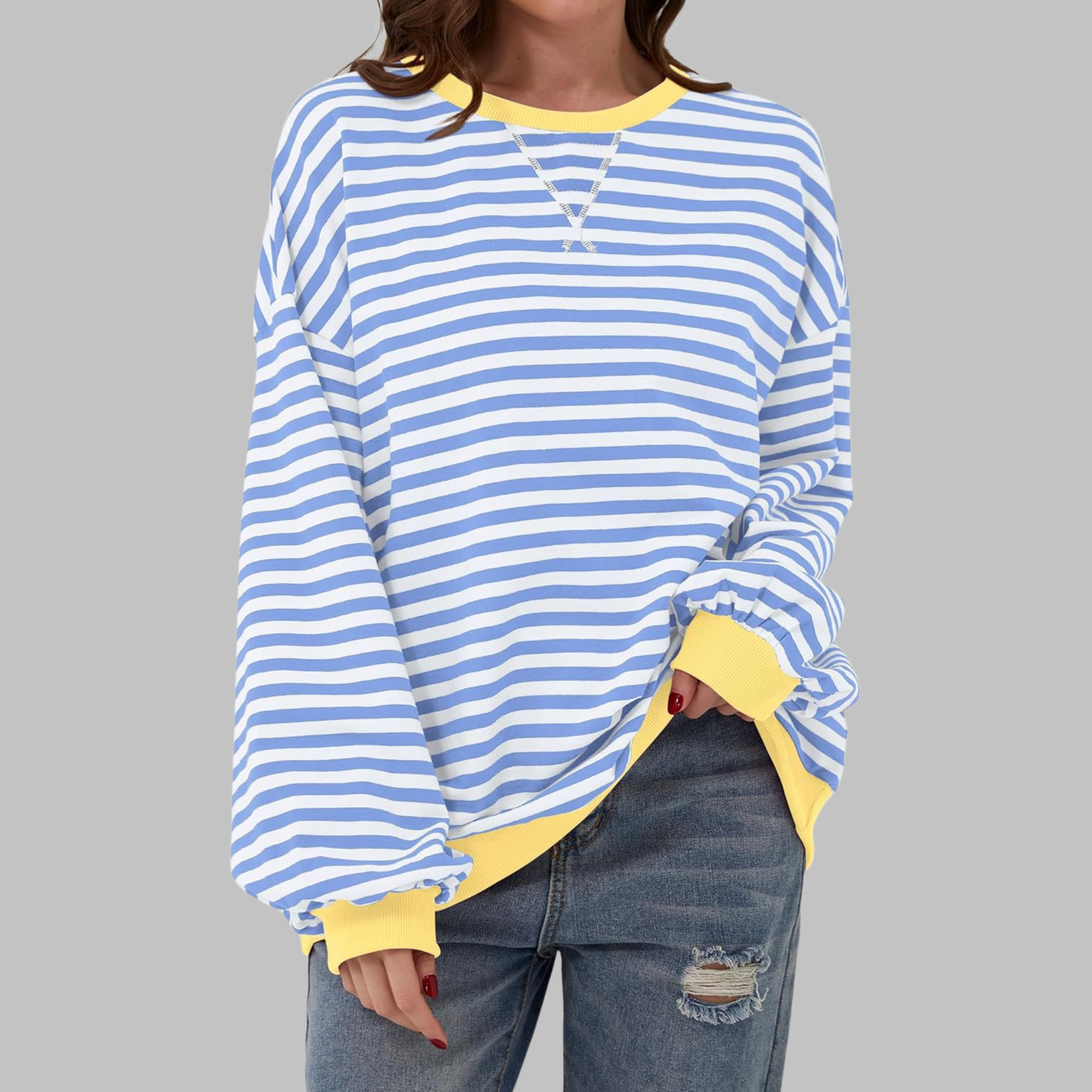 LUKA - Blusa suave de manga larga a rayas - Capa ligera para la primavera