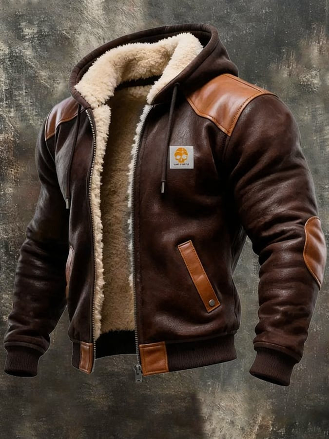 SZYMON™ | chaqueta cálida vintage de gamuza y cuero