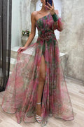 Marta | Vestido maxi de verano con estampado floral y dobladillo plisado