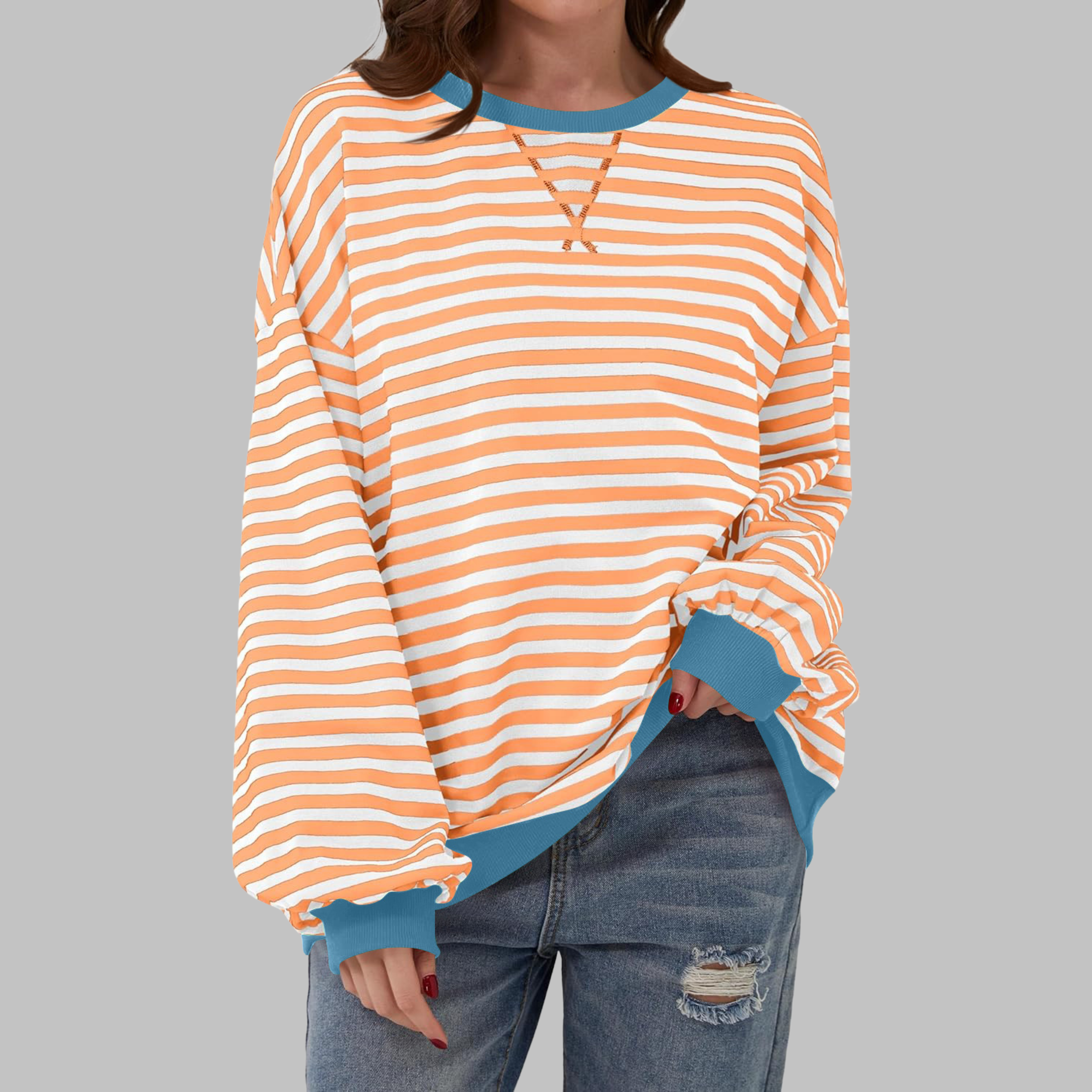 LUKA - Blusa suave de manga larga a rayas - Capa ligera para la primavera