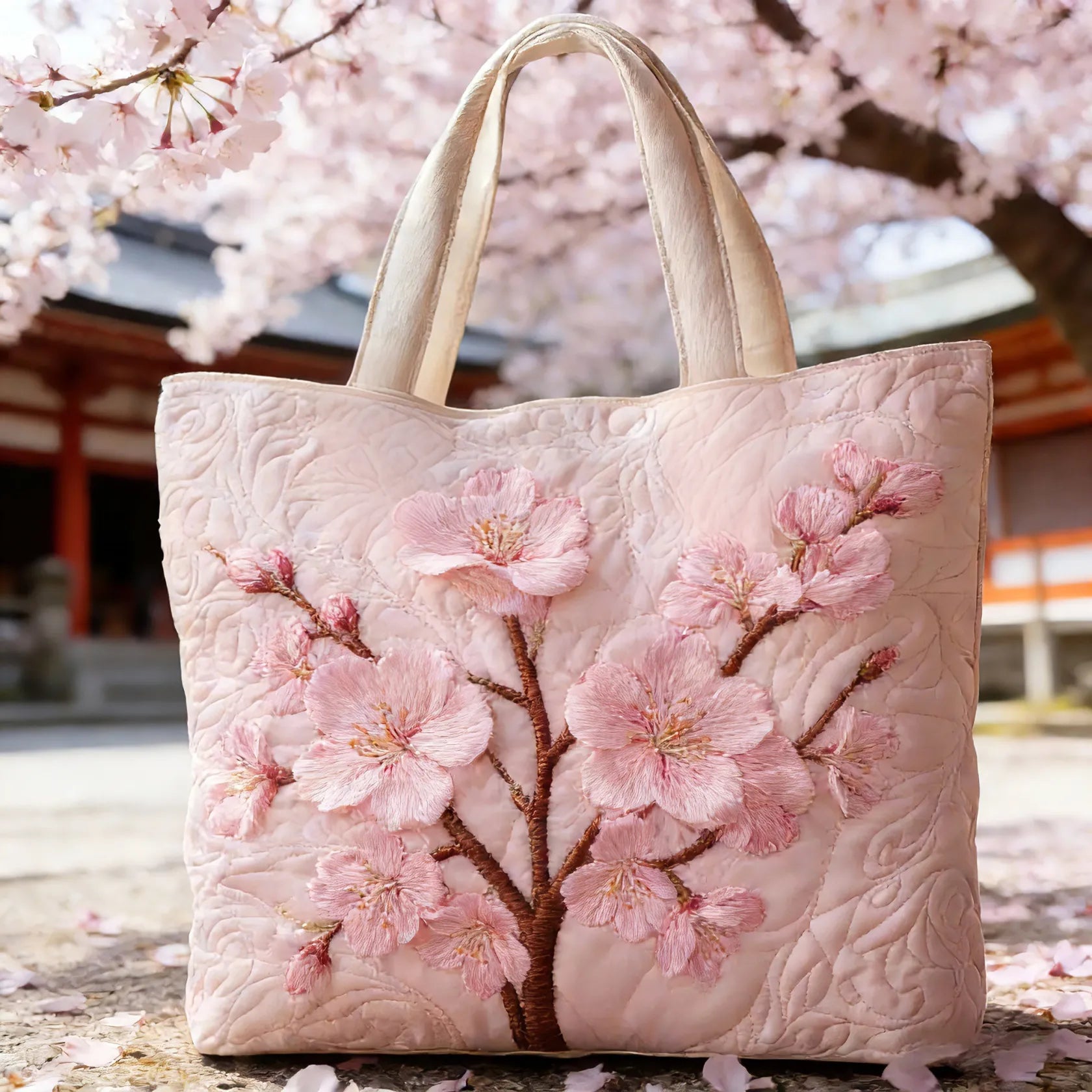 Serenidad en Flor | Bolso Tote Acolchado Hecho a Mano