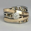 Leticia - Anillo de Zircón con Incrustación de Oro Vintage