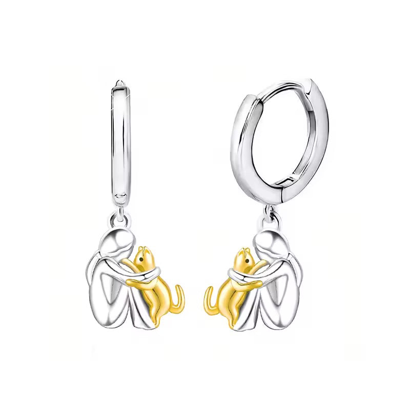 Collar con dije Cat Hug y aretes de regalo – Oferta por tiempo limitado