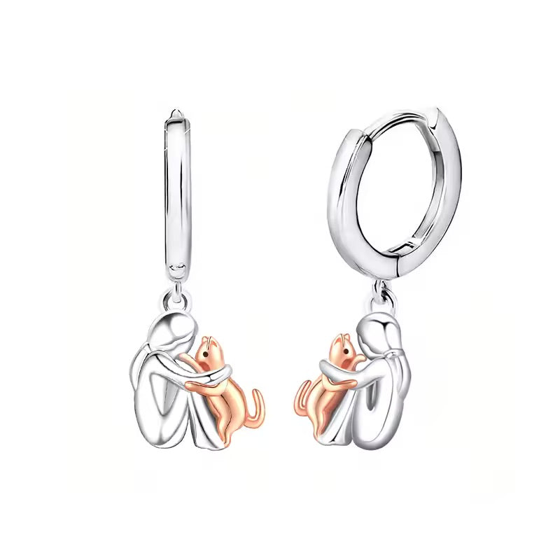 Collar con dije Cat Hug y aretes de regalo – Oferta por tiempo limitado