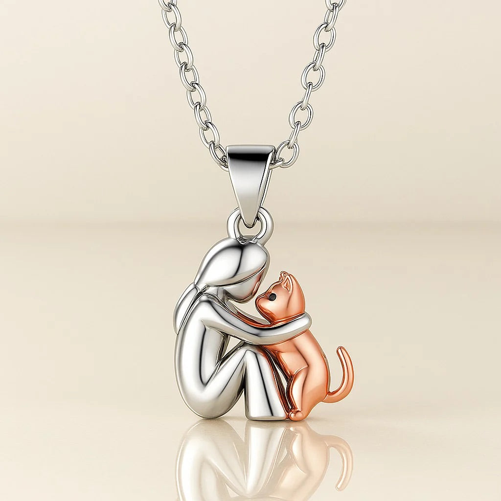 Cadena con colgante de Gato Abrazo