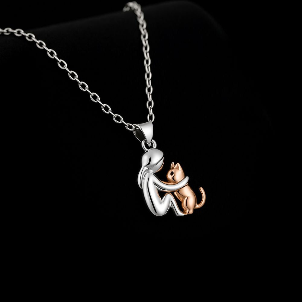 Collar con dije Cat Hug y aretes de regalo – Oferta por tiempo limitado