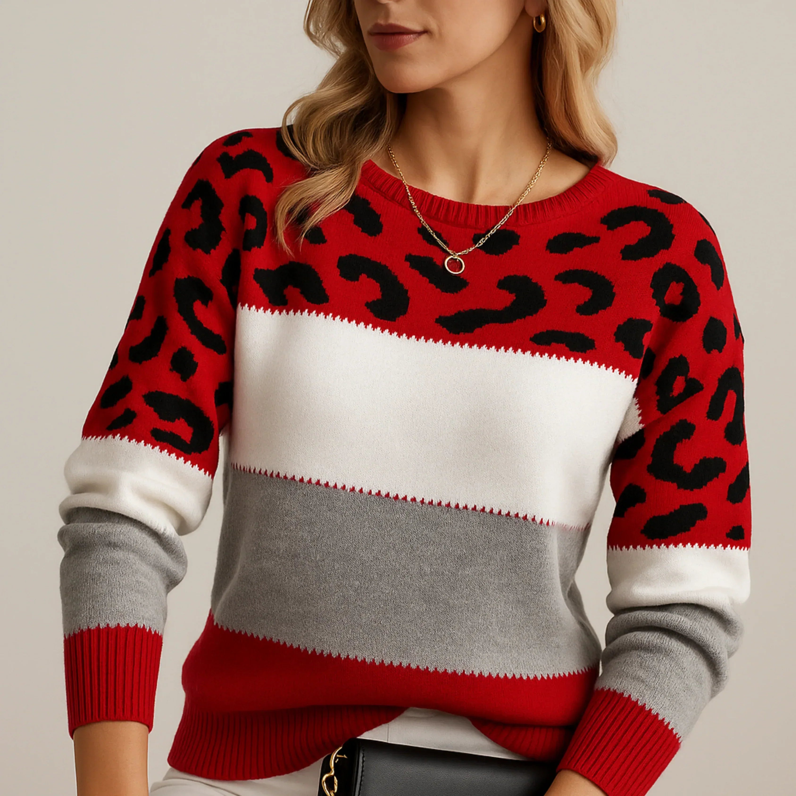 Charlene – Suéter casual con estampado de leopardo