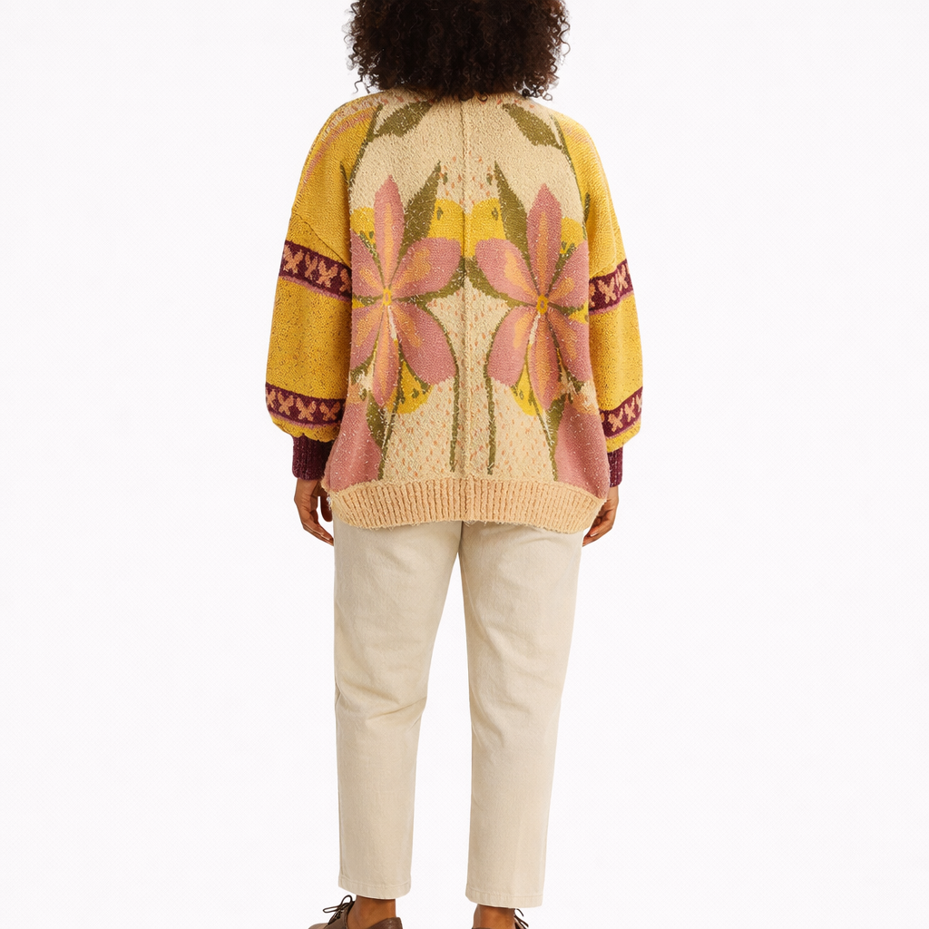 Casey | Cárdigan de Punto con Patrón Floral
