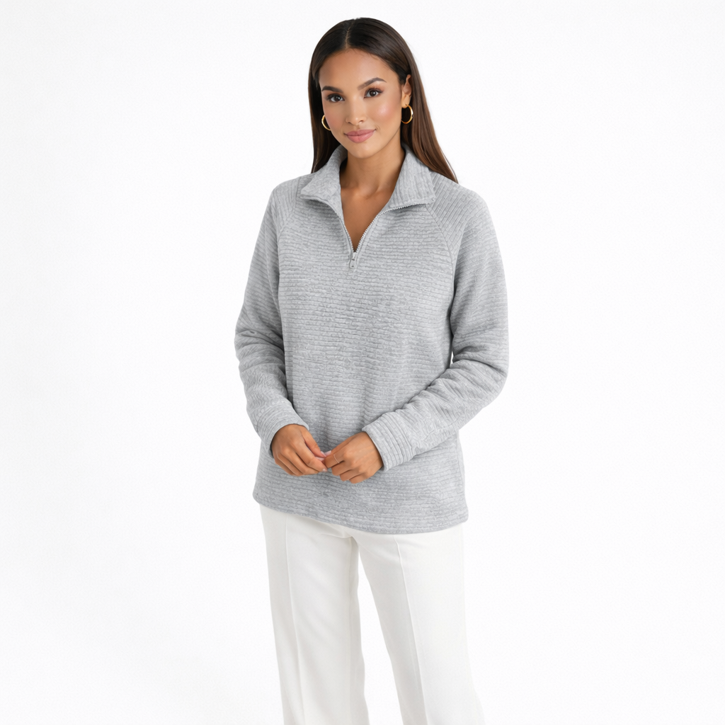 Helene | Jersey de Cuello en V con Cremallera