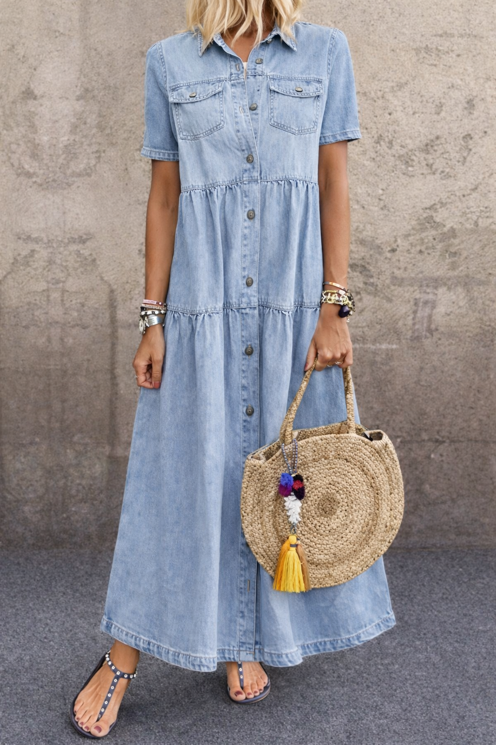 Hanna – vestido camisero largo de denim