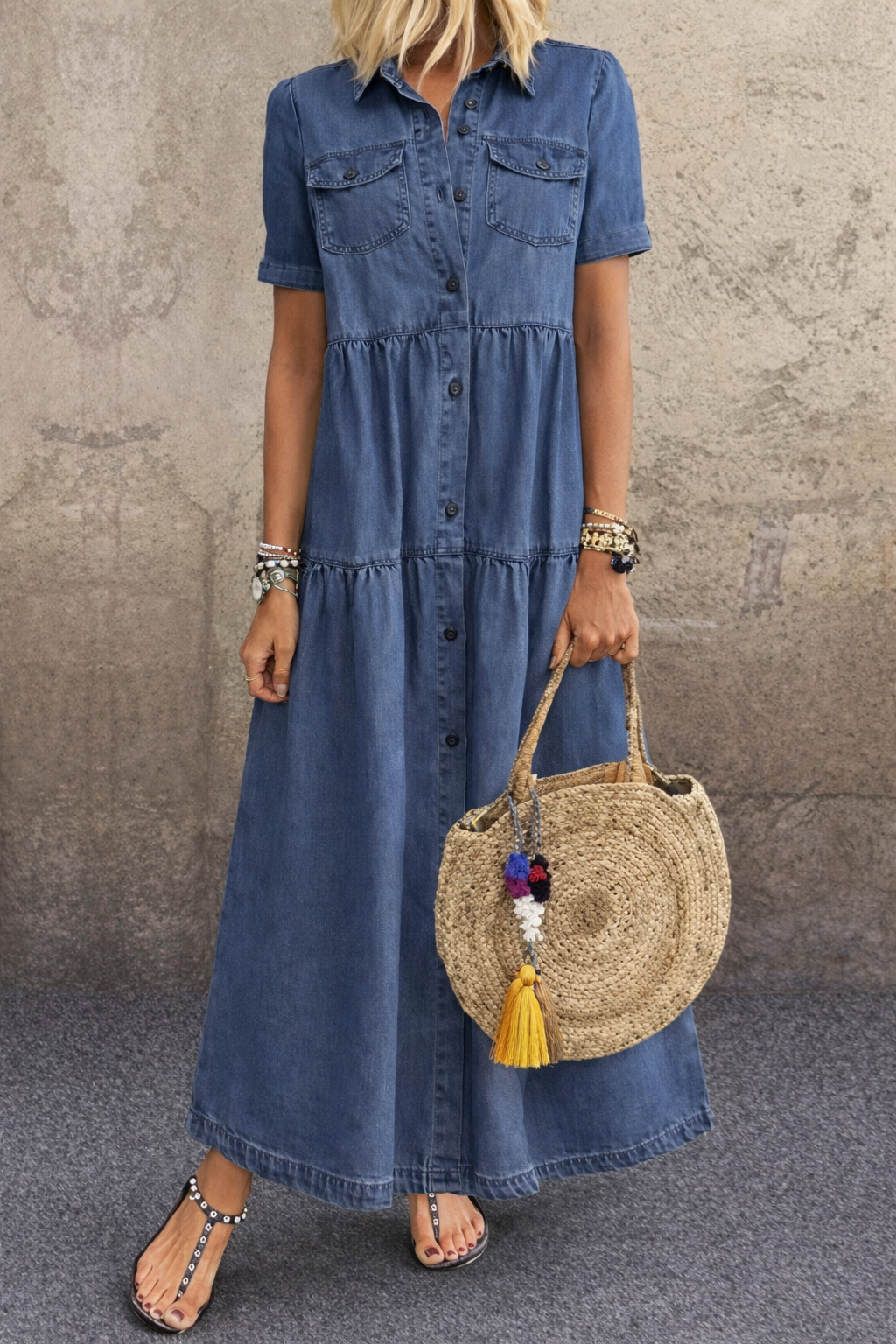 Hanna – vestido camisero largo de denim