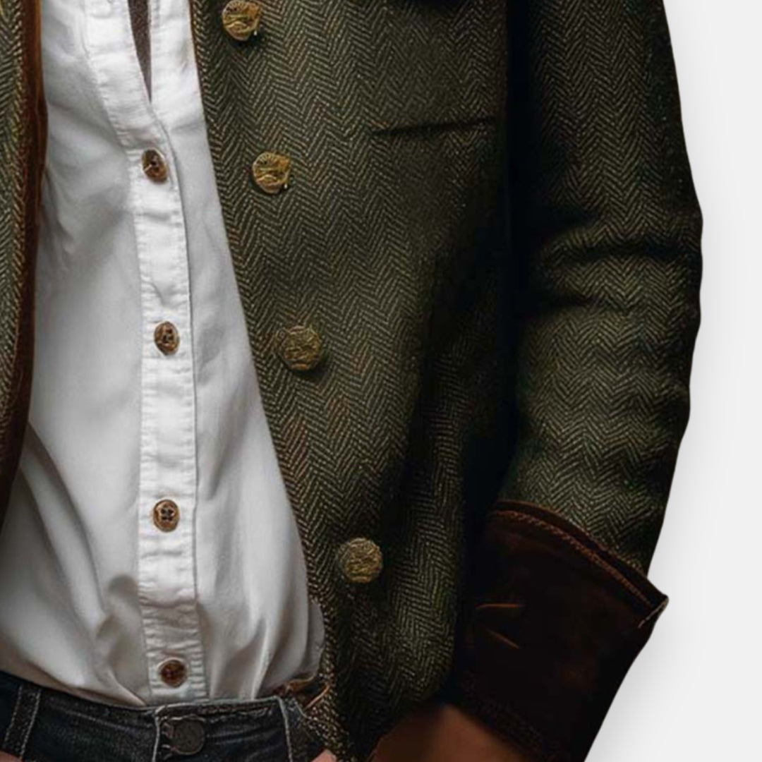 Geraldine – Chaqueta de tweed con detalles de terciopelo