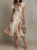 Alba™ | Vestido midi de satén elegante de estilo retro con estampado floral