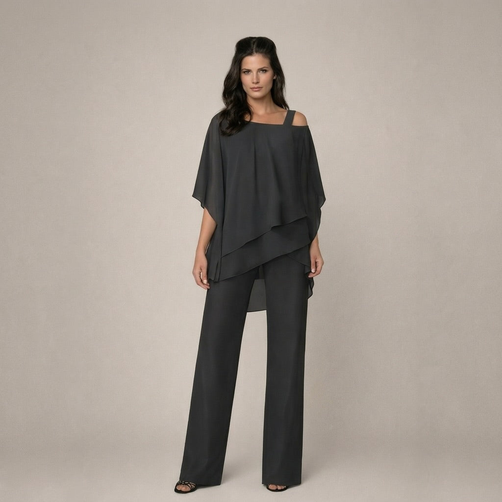 Clara | Conjunto elegante con blusa de capas