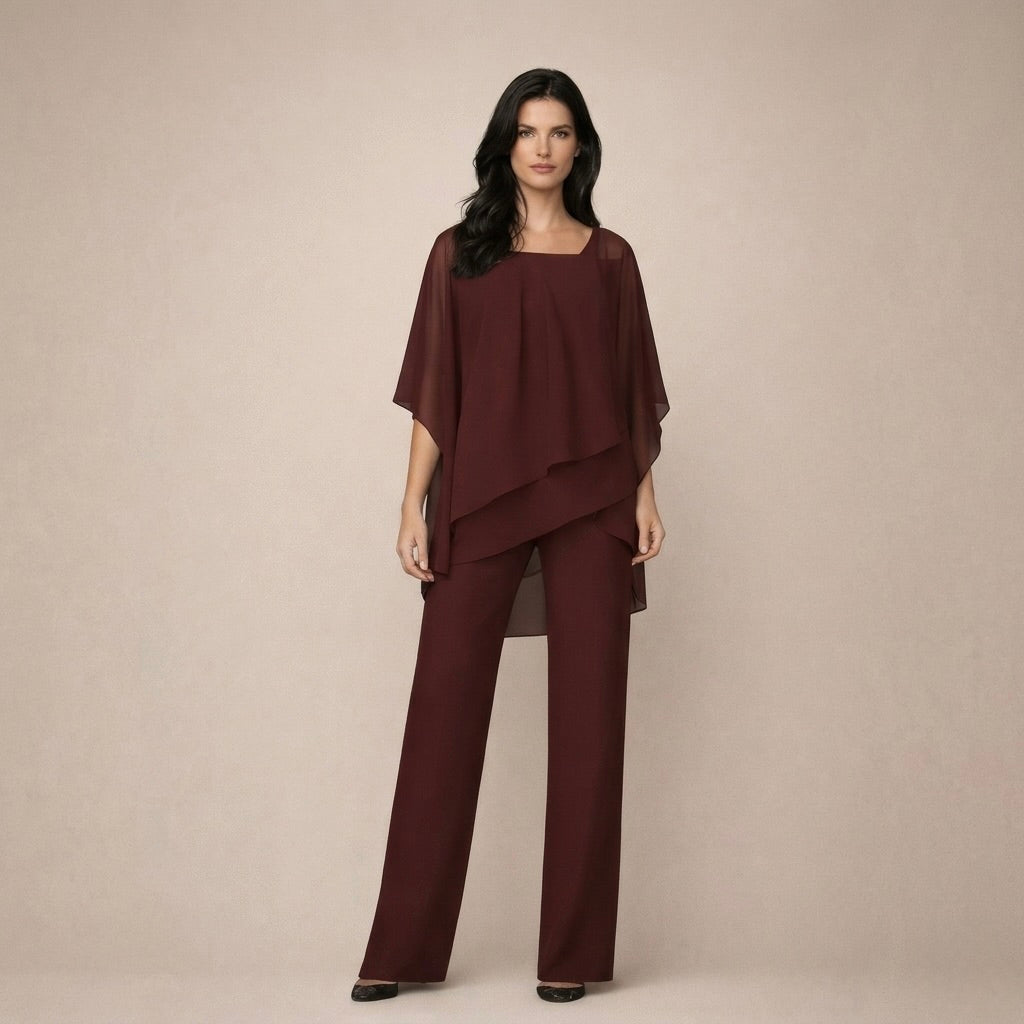 Clara | Conjunto elegante con blusa de capas