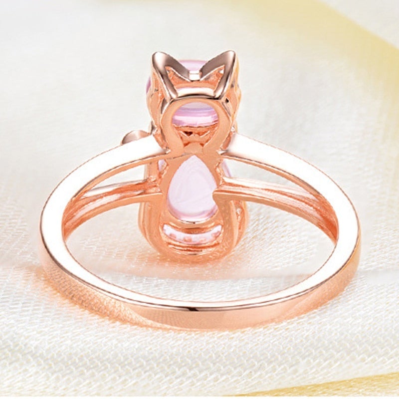 Anillo con gato en oro rosa