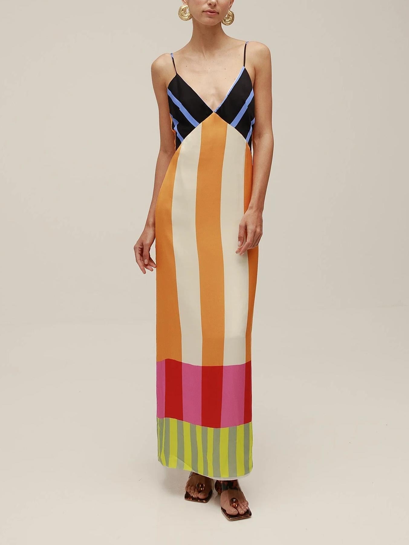 Paloma – Vestido maxi colorido a rayas