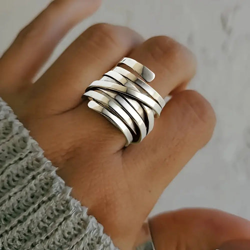 Bliss - Anillo de plata vintage con capa gruesa
