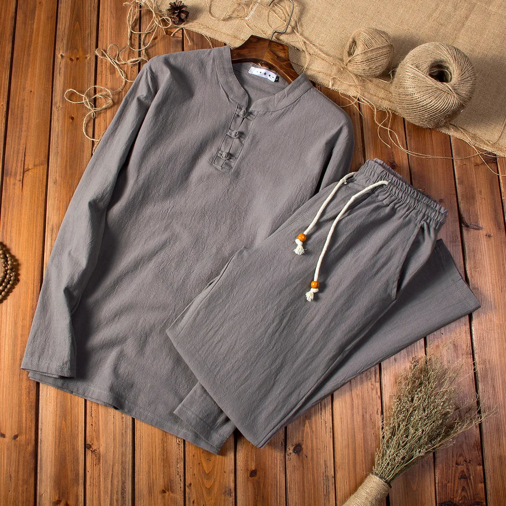 SANLÚCAR - Conjunto de lino con diseño oriental