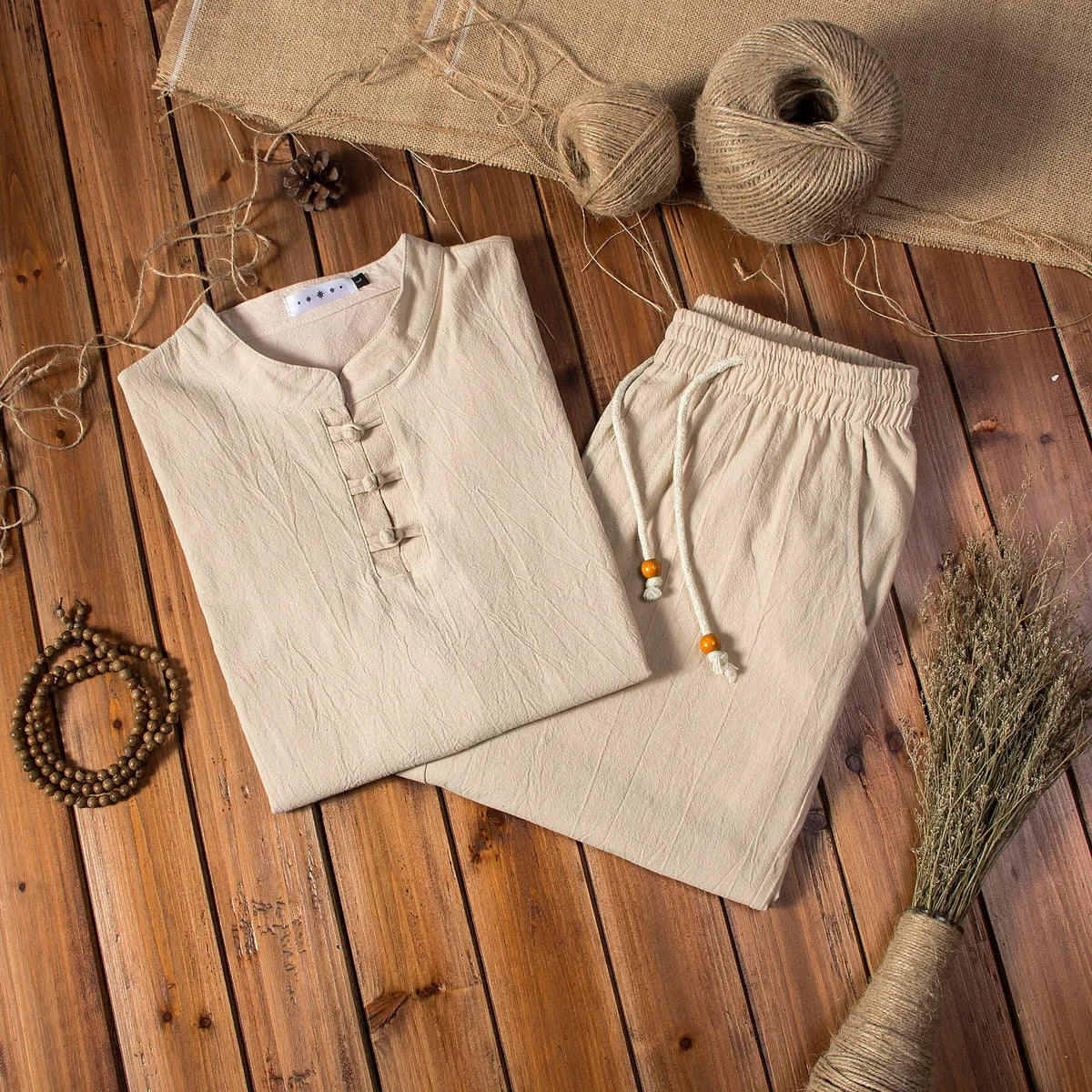 SANLÚCAR - Conjunto de lino con diseño oriental
