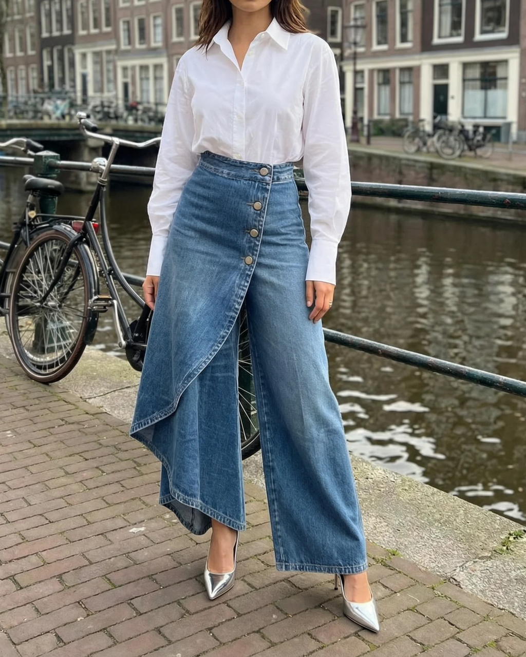 Pantalón de denim envolvente