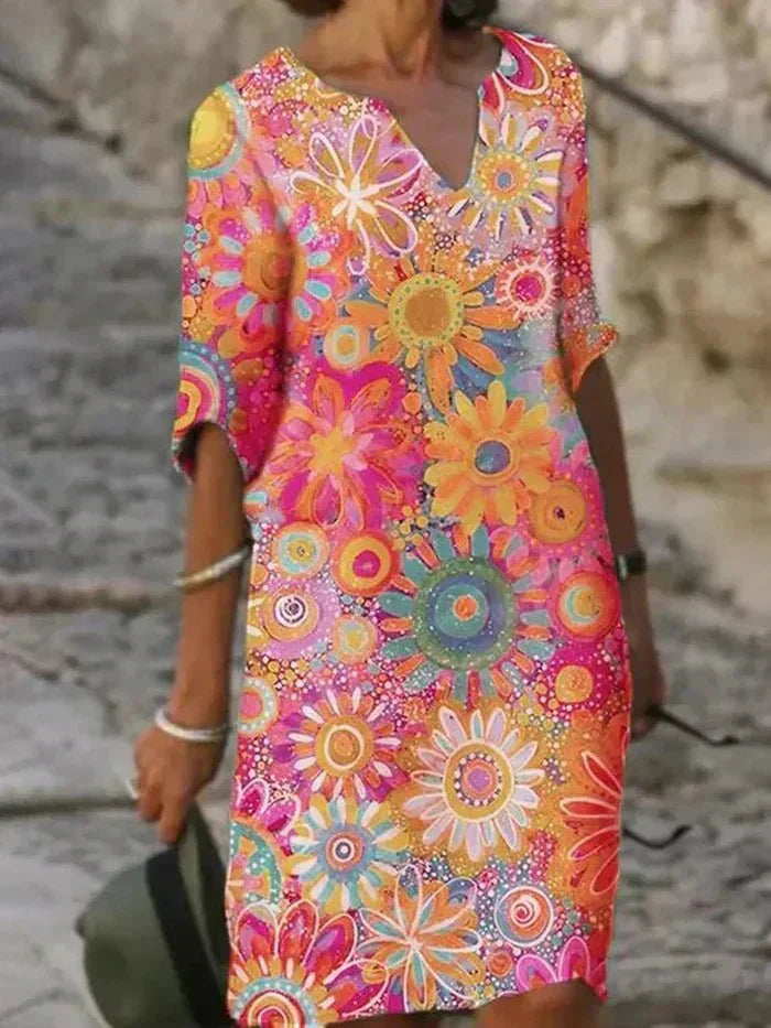 Annie | Vestido midi estampado floral vibrante
