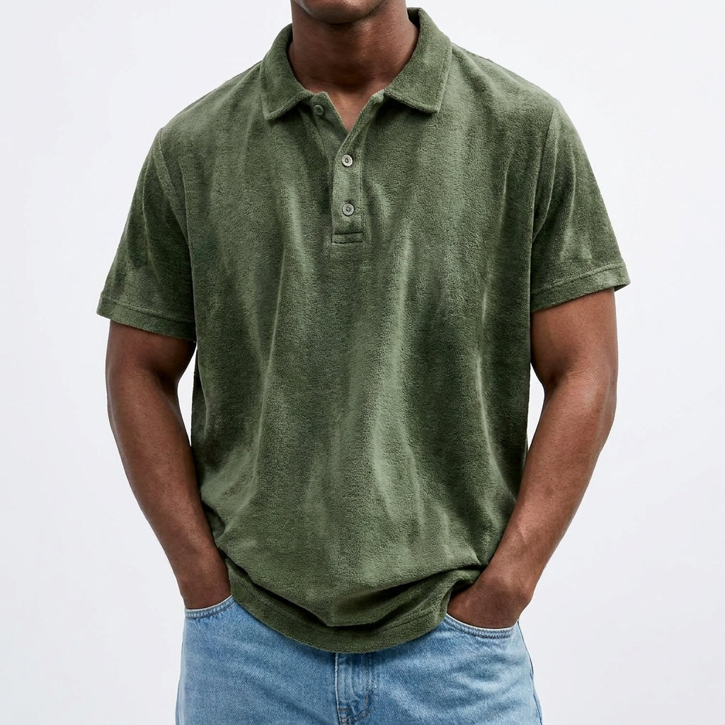 Polo de algodón vintage corta para hombre